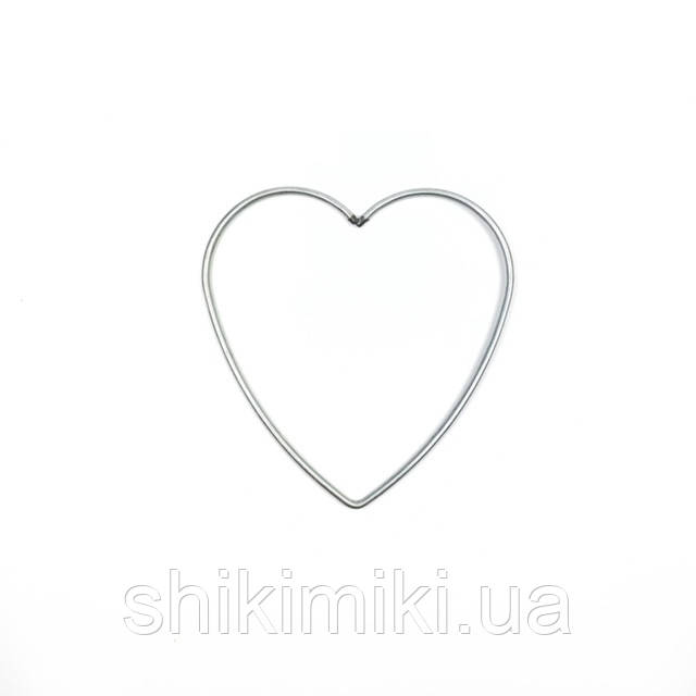 Серце металеве 12 см, колір срібло