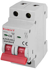 Автоматичний вимикач E.next e.mcb.stand.45.2.C6 6А