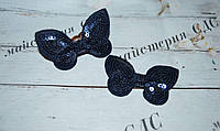 Аплікація Бант-метелик із паєтками, 4*6,2 см, темно-синій