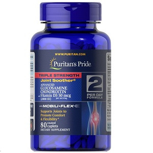 Для суглобів і зв'язок Puritan's Pride Triple Strength Glucosamine Chondroitin with Vitamin D3 (80 капсул.), фото 1