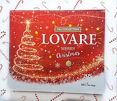 Чай Lovare Merry Christmas. Чай Lovare Асорті. Колекція чаю 60 пакетів в індивідуальних конвертах