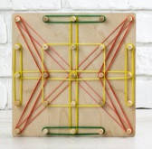 Математичний планшет 5*5 дерево + резинки   (21см)