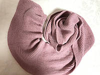 Вязаный шарф черный из натуральной ангоровой нити 150 х 17 см пудра