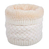 Утеплений жіночий снуд, хомут в'язаний з хутром для дівчинки, бафф великої в'язки з хутряною підкладкою, фото 6