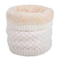 Теплий снуд білий (молочний), в'язаний хомут з хутряною підкладкою, жіночий, дитячий, для дівчинки, бафф на хутрі