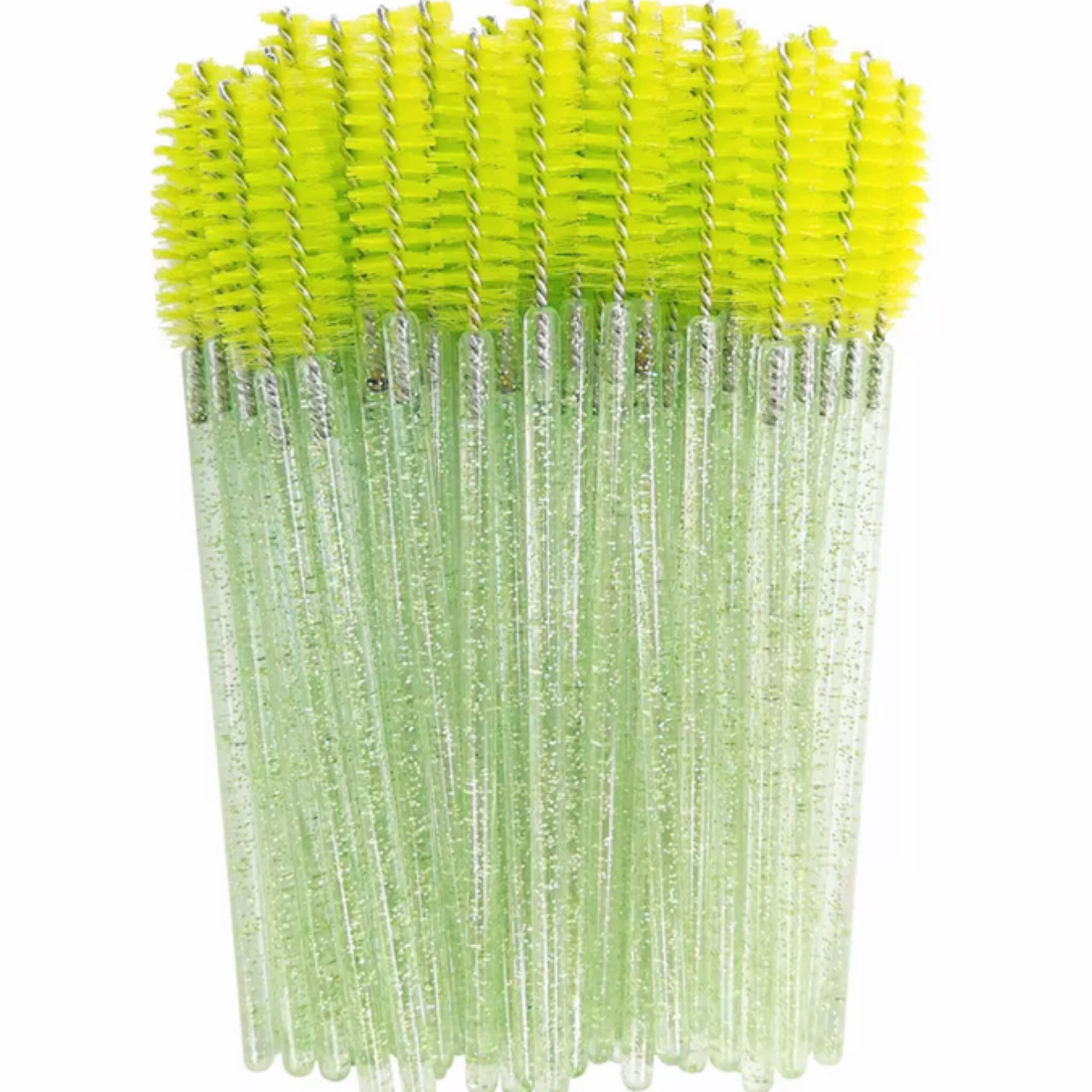 Щіточки для вій і брів із блискітками, лайм, 50 шт.