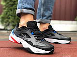 Чоловічі демісезонні кросівки Nike M2K Tekno шкіряні чорні з білим і сині, фото 3