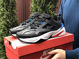 Чоловічі демісезонні кросівки Nike M2K Tekno шкіряні чорні з білим і сині, фото 7