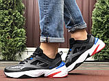 Чоловічі демісезонні кросівки Nike M2K Tekno шкіряні чорні з білим і сині, фото 5