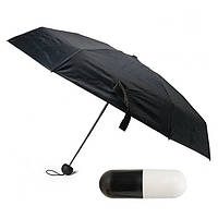 Компактный зонт в чехле-капсуле (карманный зонт) Черный (4_00484)