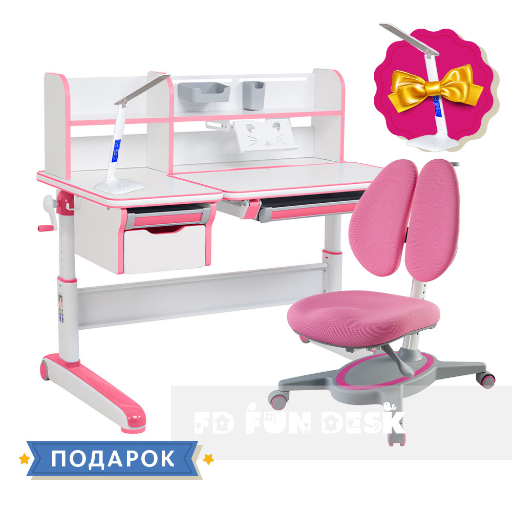 Комплект для дівчинки стіл-трансформер Libro Pink + універсальне крісло FunDesk Primavera II Pink