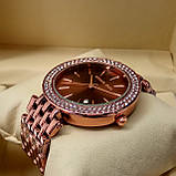 Жіночі кварцові наручні годинники Dior B198-2 срібного кольору рожевий циферблат з датою металевий браслет, фото 2
