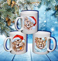 Сімейні білі чашки (кухлі) з принтом "Сім'я Панд"