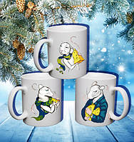 Сімейні білі чашки (кухлі) з принтом "Сім'я Панд"