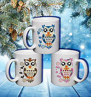 Сімейні білі чашки (кухлі) з принтом "Сім'я Панд"