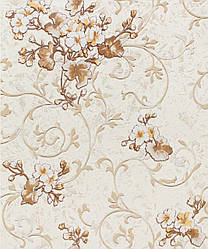 Шпалери квіти в зал, Бежеві шпалери до вітальні зал Vinil LS Саманта ВКС 2-1333 (0,53х10.05 м)