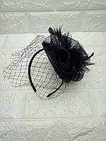 Вуалетка черная шляпка женская капелюшок чорний