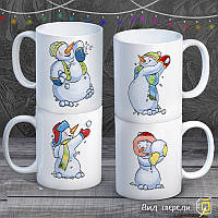 Сімейні білі чашки (кухлі) з принтом "Кіт Саймона"