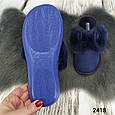 Тапочки жіночі Белста теплі із закритим носком сині з хутром та вушками 2418, фото 6