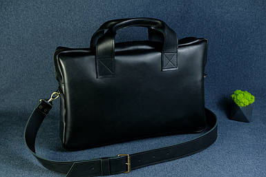 Шкіряна чоловіча сумка Стівен, натуральна шкіра італійський Краст колір Чорний