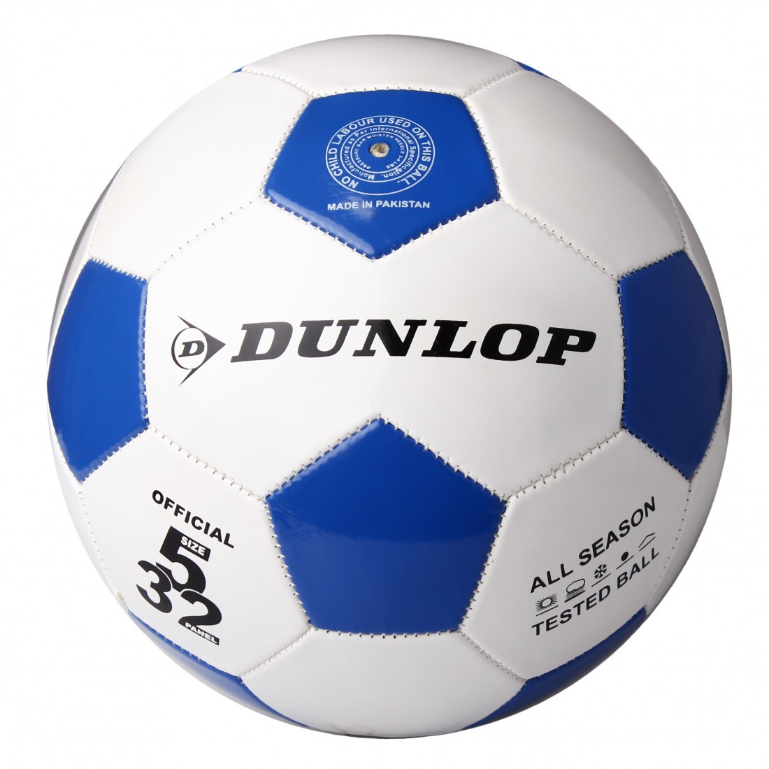 М'яч футбольний Dunlop Football р. 5 (D01842-b) White/Blue, фото 1
