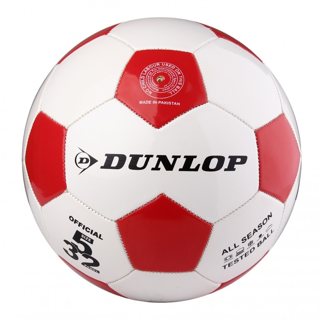 М'яч футбольний Dunlop Football р. 5 (D01842-r) White/Red, фото 1