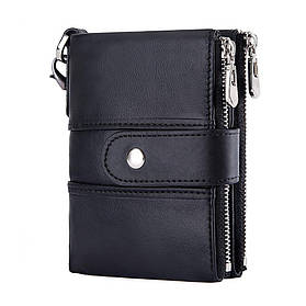 Чоловічий гаманець з натуральної шкіри. Шкіряний гаманець чоловічий портмоне зі шкіри Чорний