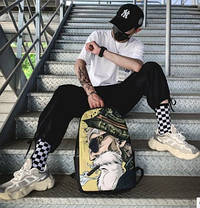 Шкільний тканинний рюкзак крутими принтами, фото 2