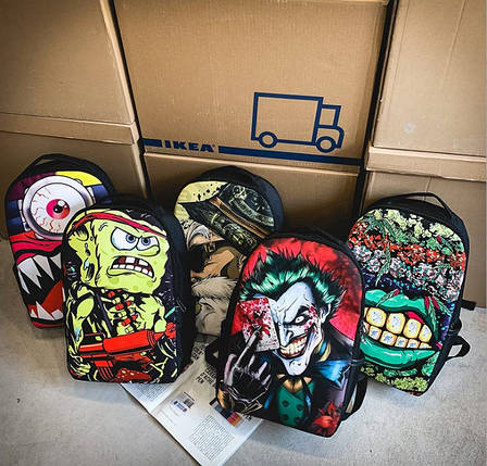Шкільний тканинний рюкзак крутими принтами, фото 1