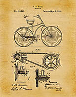 Постер - Патент Ретро Велосипед 297*420мм Man Cave Вінтажний декор