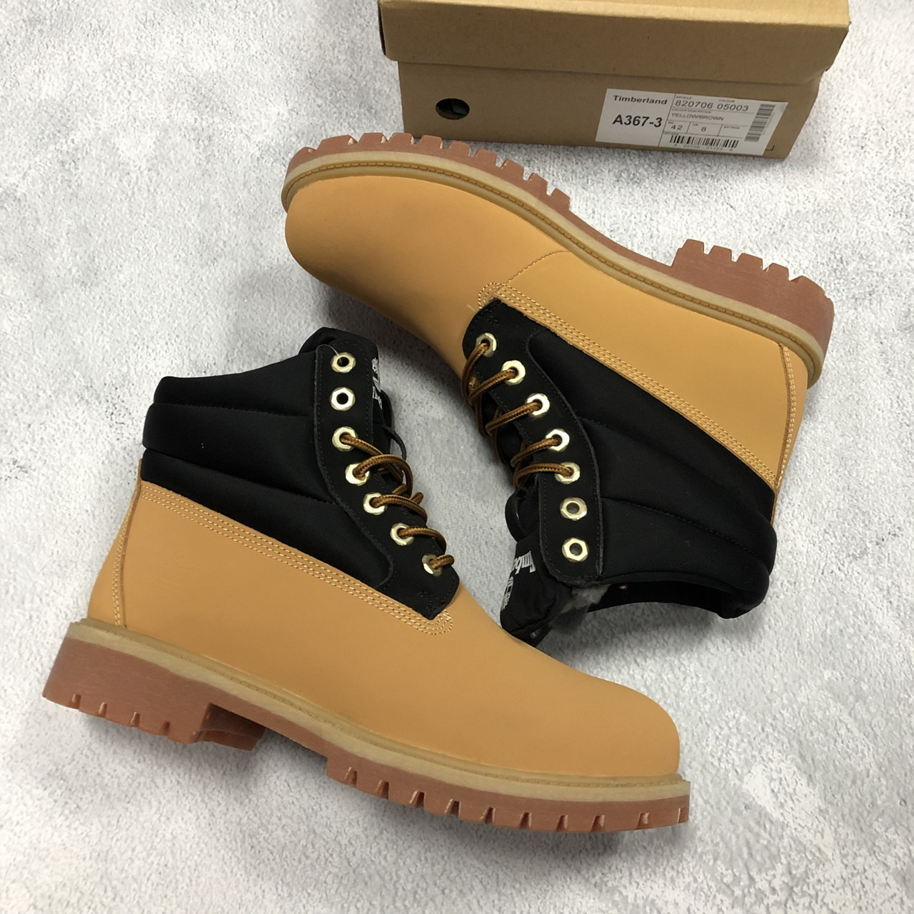 Мужские ботинки Timberland Beige Black (Мех)