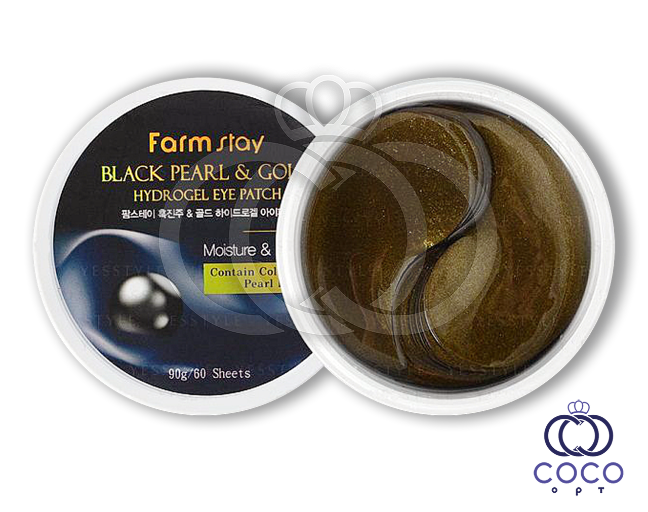 Патчі гідрогелеві Farm stay Black Pearl & Gold Hydrogel Eye Patch з чорним перлами і золотом