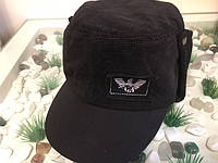Вельветова кепка-німка дитяча, утеплена на флісі розмір 53-54, колір чорний