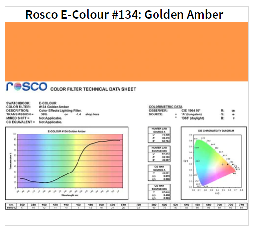 Фильтр Rosco E-Colour+ 134 Golden Amber Roll (61342) - фото 1 - id-p1314164636