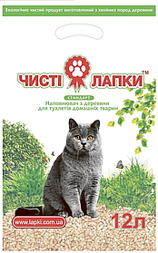 Наповнювач деревний "Чисті лапки" стандарт без аромату 3кг для котячого туалету