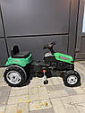 Трактор веломобіль педальний, кластий на кермі, зелений, ланцюговий, на педалях, фото 4