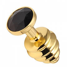 Анальний затор 95x40 mm золота спіраль ялинка з каменем Flexy Gold Crystal Plug L, фото 5