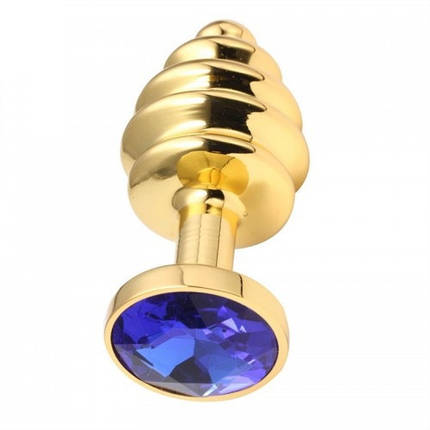 Анальний затор 95x40 mm золота спіраль ялинка з каменем Flexy Gold Crystal Plug L, фото 1