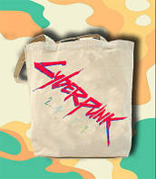 Еко-сумка, шоппер повсякденний з принтом "Cyberpunk (напис)"