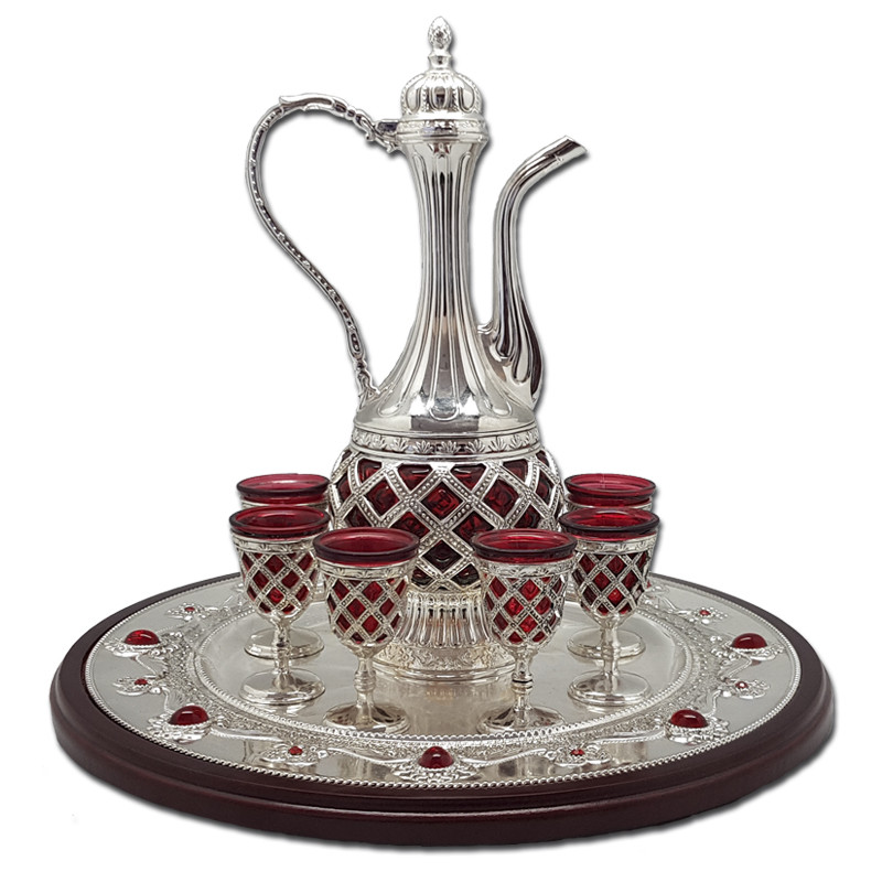 Набір чарок і графин на підносі Рубін, 16х29 см (466-1016), фото 1