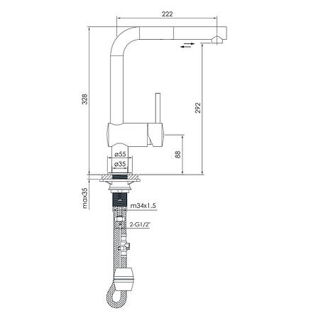 PIVOT LT змішувач для кухні, висувна лійка Арт. f03408502LT, фото 3