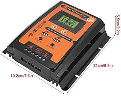 PVSC50A 50А 12/24В Контролер заряду сонячних батарей (модулів) з Дисплеєм + 2USB Контролер заряду