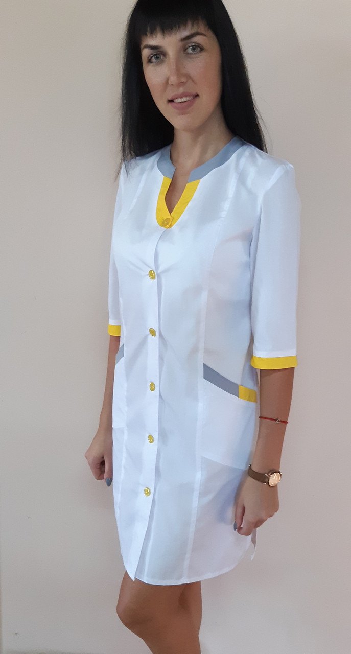 Женский медицинский халат Радуга хлопок три четверти рукав (ID ...