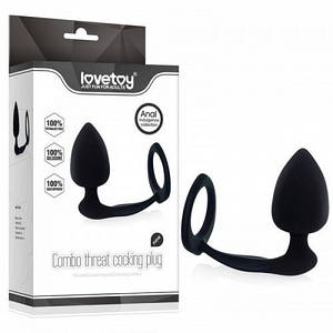 Анальна пробка чоловіча Combo Lovetoy масажер простати з ерекційним кільцем силіконовий чорний