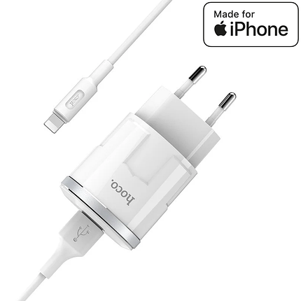 Зарядний пристрій для iPhone Hoco C37A + кабель Lightning для айфона, зарядка на айфон, фото 2