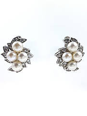 Сережки срібні з перлами Е-342