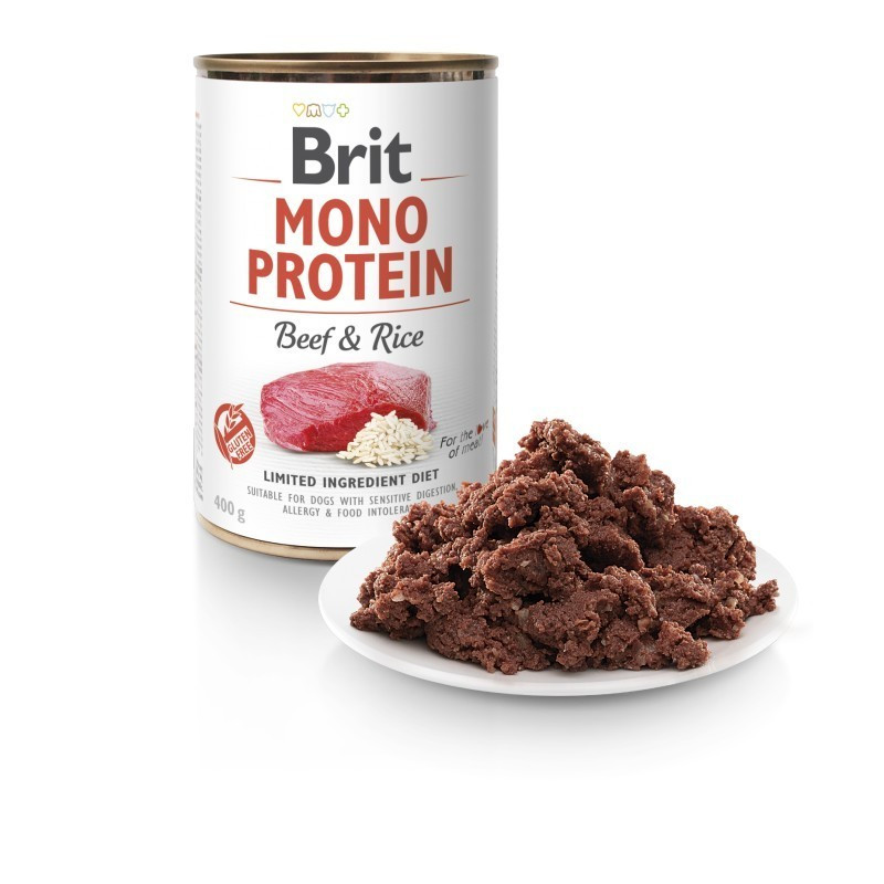 Консерви для собак Brit Mono Protein Beef/Rise з яловичиною і темним рисом 400 г