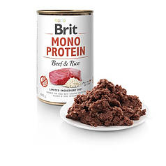 Консервы для собак Brit Mono Protein Beef/Rise с говядиной и темным рисом 400 г