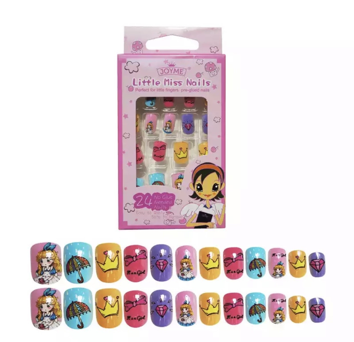 Ногті дитячі накладні яскраві «Маленька принцеса» Japan Joyme international