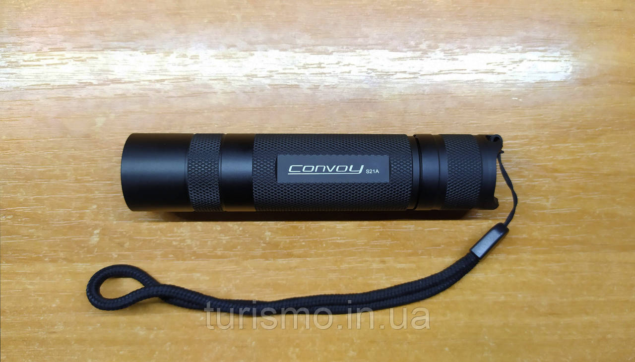 Ліхтар Convoy S21A, діод Luminus SST-40 6500K, новий драйвер 12 груп з термоконтролем 6000mA, 2300Lm, сірий.